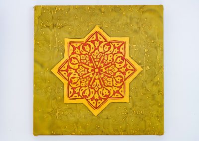DIVINE EMBODIMENT framed silk painting 40x40 cm