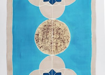 EXPANSIUNE, tehnica batik, mătase naturală Crepe de Chine 12mm, colorant reactiv, 250x90 cm, 2017