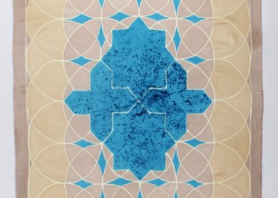 INSPIRAŢIE DIVINĂ, tehnica batik, mătase naturală Crepe de Chine 12mm, colorant reactiv, 250x90 cm, 2017