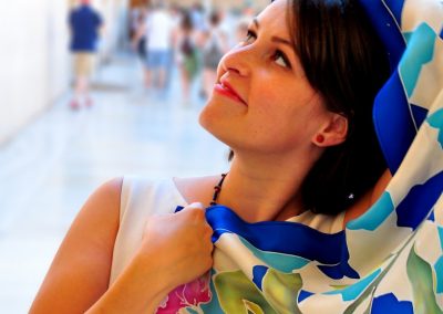 Me with my Myrtle Wings silk scarf at Alhambra Palace
