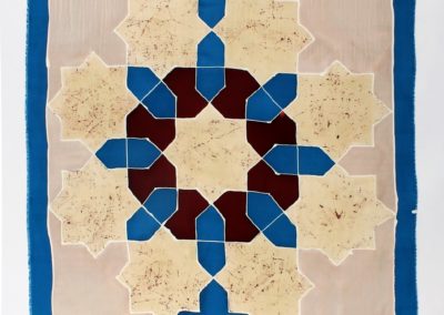 RITM COSMIC, tehnica batik, mătase naturală Crepe de Chine 12mm, colorant reactiv, 250x90 cm, 2017