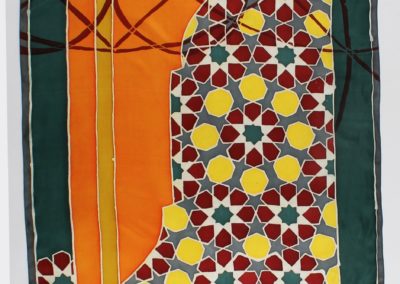 RUGĂCIUNE, tehnica batik, mătase naturală Habotai 8mm, colorant reactiv, 250x90 cm, 2016