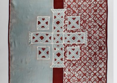 TRINITATE, tehnica batik, mătase naturală Habotai 5mm, colorant reactiv, 250x90 cm, 2016