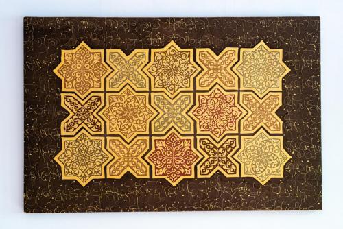 ORDER OF CREATION framed silk painting 115x75 cm
