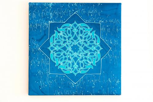 SPIRIT OF FIRMAMENT framed silk painting 55x55 cm